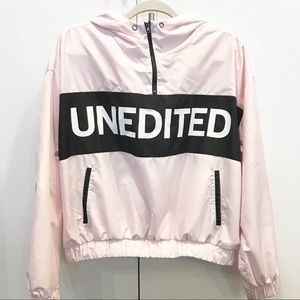 Forever 21 Pink and Black Windbreaker Hoodie